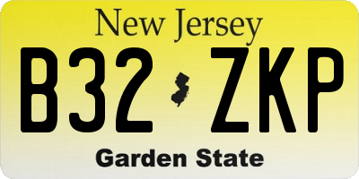 NJ license plate B32ZKP
