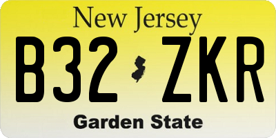 NJ license plate B32ZKR