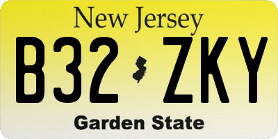 NJ license plate B32ZKY