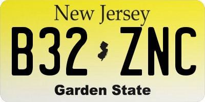 NJ license plate B32ZNC