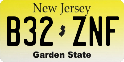 NJ license plate B32ZNF