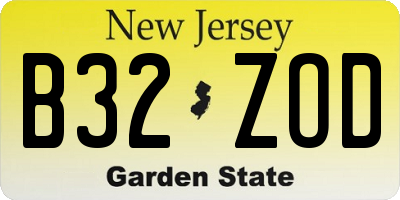 NJ license plate B32ZOD