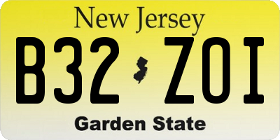 NJ license plate B32ZOI