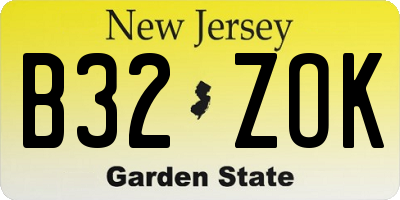 NJ license plate B32ZOK