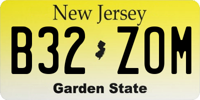 NJ license plate B32ZOM
