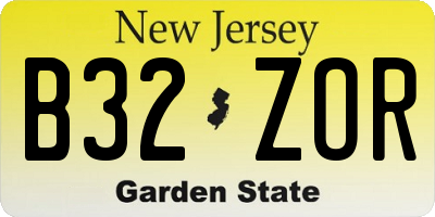 NJ license plate B32ZOR