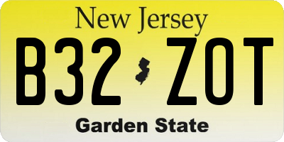 NJ license plate B32ZOT