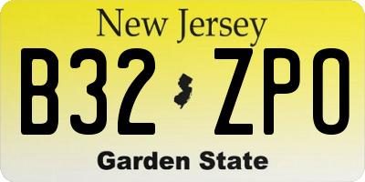 NJ license plate B32ZPO
