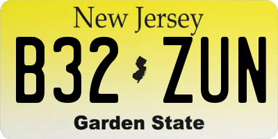 NJ license plate B32ZUN