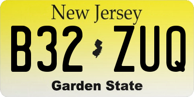 NJ license plate B32ZUQ