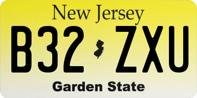 NJ license plate B32ZXU