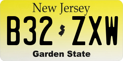 NJ license plate B32ZXW
