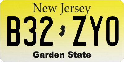 NJ license plate B32ZYO
