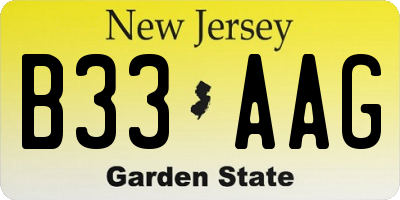 NJ license plate B33AAG