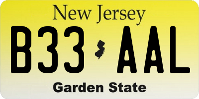 NJ license plate B33AAL