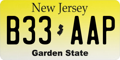 NJ license plate B33AAP