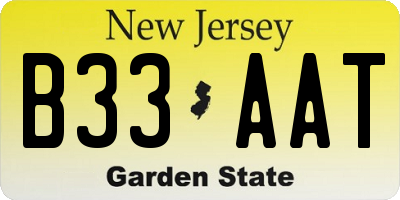 NJ license plate B33AAT