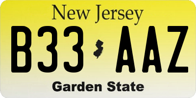 NJ license plate B33AAZ