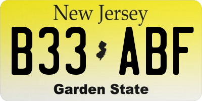 NJ license plate B33ABF