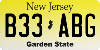NJ license plate B33ABG