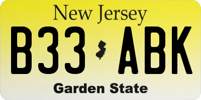 NJ license plate B33ABK