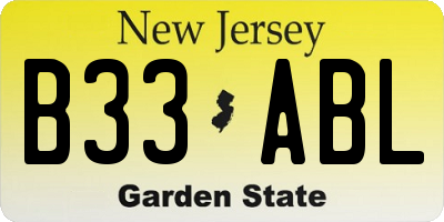 NJ license plate B33ABL