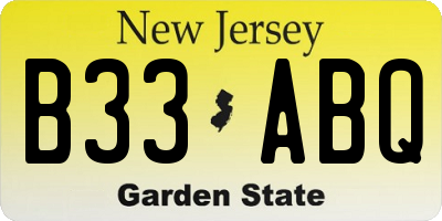 NJ license plate B33ABQ