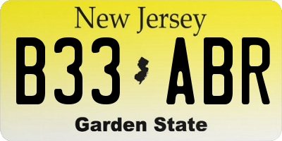 NJ license plate B33ABR