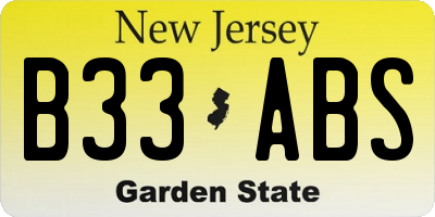 NJ license plate B33ABS