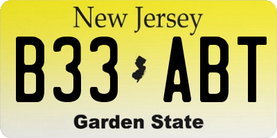 NJ license plate B33ABT