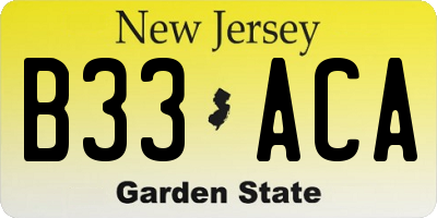 NJ license plate B33ACA