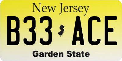 NJ license plate B33ACE