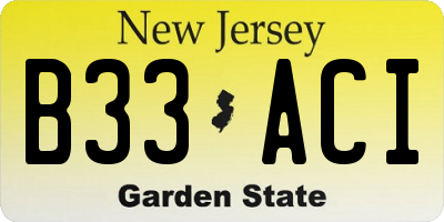 NJ license plate B33ACI