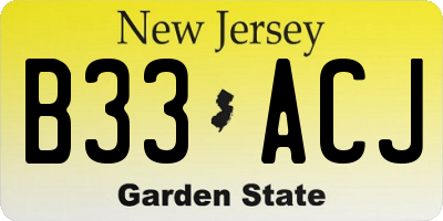 NJ license plate B33ACJ