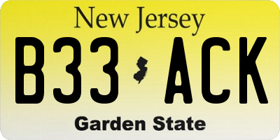 NJ license plate B33ACK