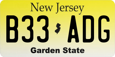 NJ license plate B33ADG