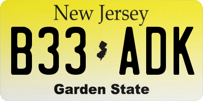 NJ license plate B33ADK