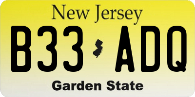 NJ license plate B33ADQ