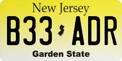 NJ license plate B33ADR