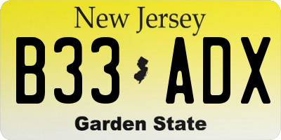 NJ license plate B33ADX