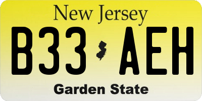 NJ license plate B33AEH