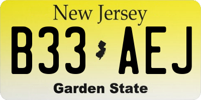 NJ license plate B33AEJ