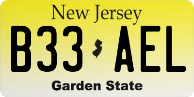 NJ license plate B33AEL