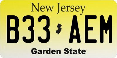 NJ license plate B33AEM