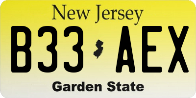 NJ license plate B33AEX