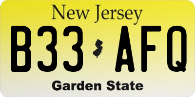 NJ license plate B33AFQ