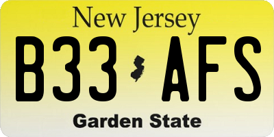 NJ license plate B33AFS