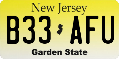 NJ license plate B33AFU