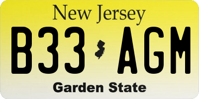 NJ license plate B33AGM