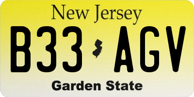 NJ license plate B33AGV
